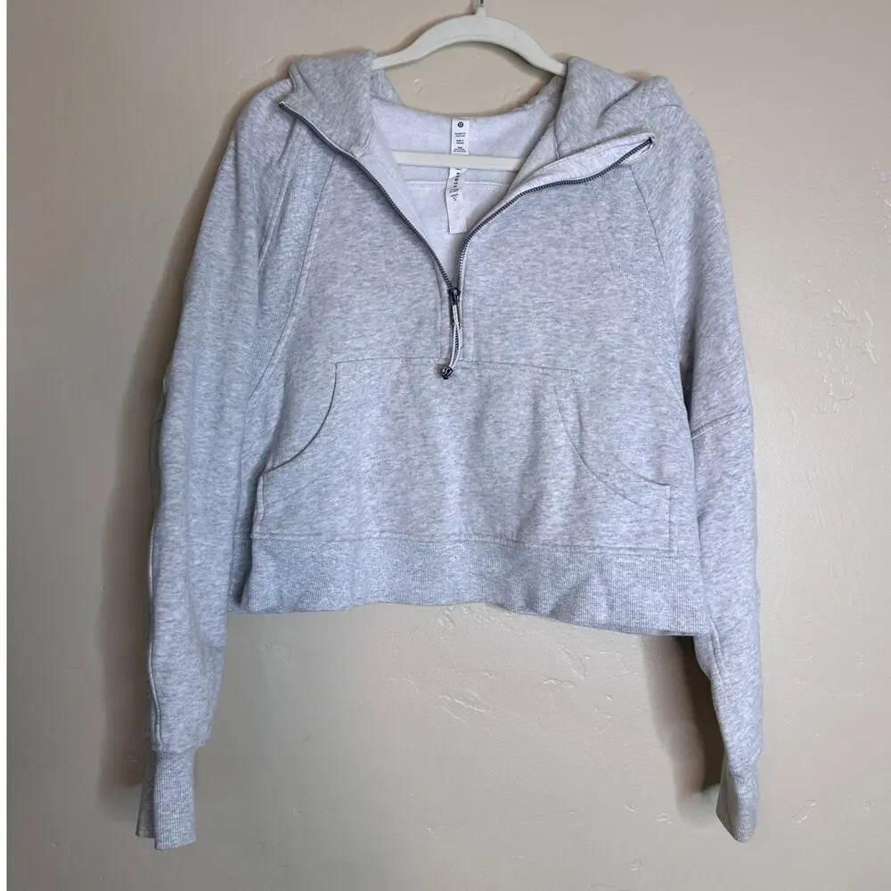 Lululemon Scuba Oversized 1/2 Zip Hoodie Heathered Core Ultra Light Grey XS/S